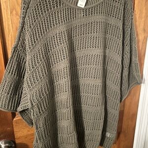 Aerie Oversized Crochet Short Sleeve Sweater